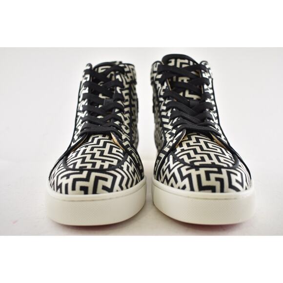Christian Louboutin Mens Rantus Orlato Flat Tissu Black White High Sneaker 44 11 - Picture 8 of 13